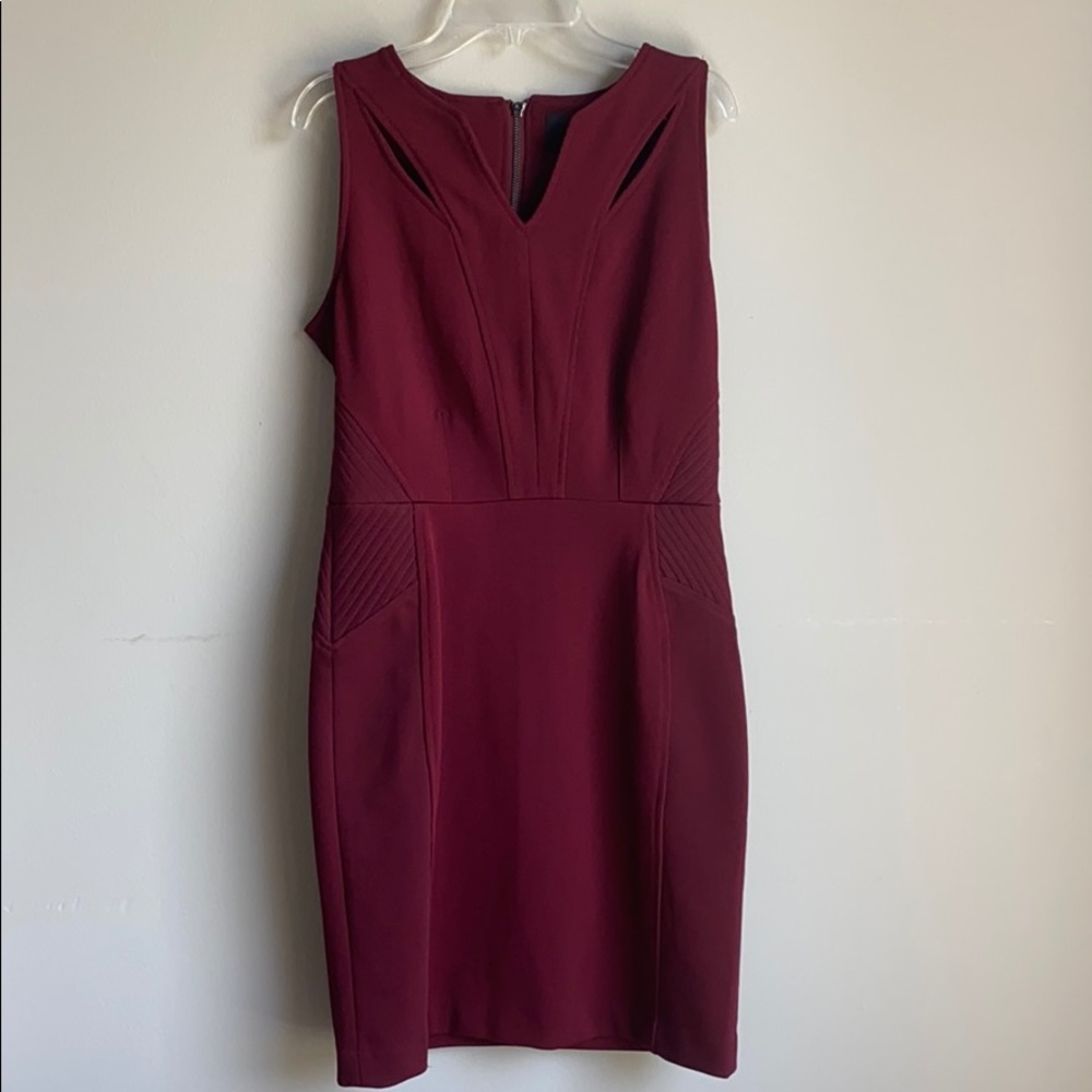 2/$20 Greylin merlot body con cutout sleeveless dress